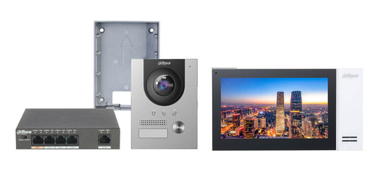 Dahua Dahua Video intercom set KTP01L incl. PoE-switch, VTO2201F-P en VTH2421FW-P binnenpost