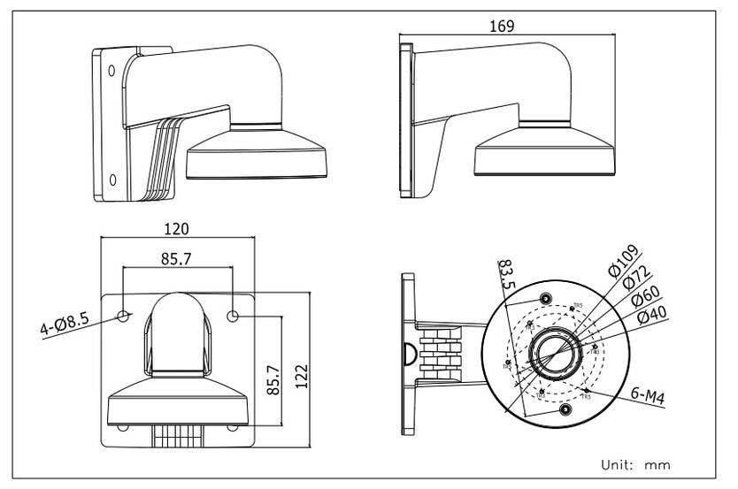 Hikvision DS-1272ZJ-110 aluminum wall bracket