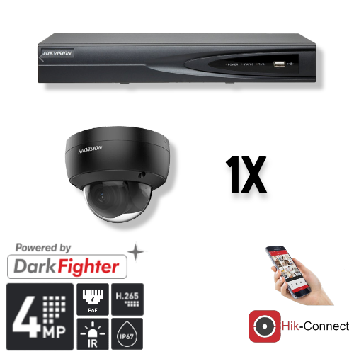Hikvision Set 1x Dome 4MP + Rekorder & Verkabelung