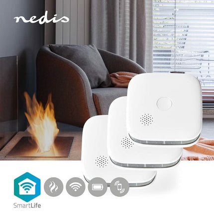 Nedis SmartLife Smoke Detector 3er Set mit austauschbaren Batterien