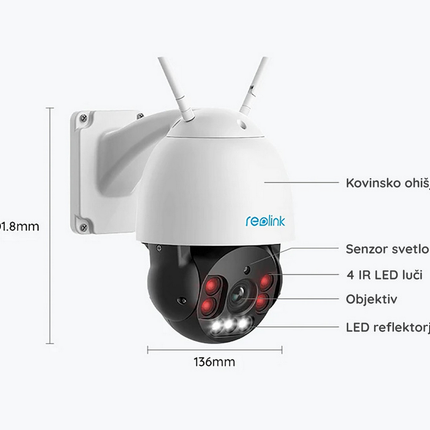 Reolink RLC-523WA Slimme 5MP PTZ WiFi camera Spotlight
