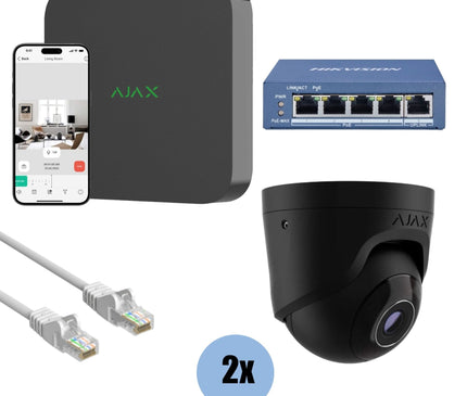 Ajax Systems Ajax Systems Kit 2x Tourelle, NVR et câblage noir