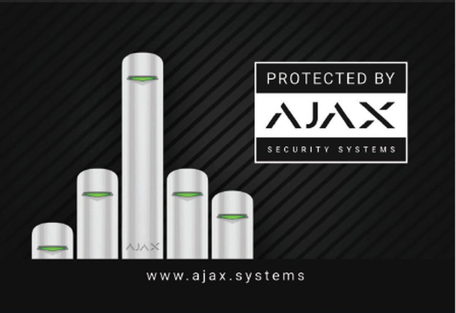 Ajax Systems Aufkleber 150 x 100mm (Geschützt durch)