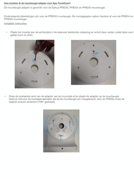 Ajax Systems Muurbeugel adapter Wit voor TurretCam