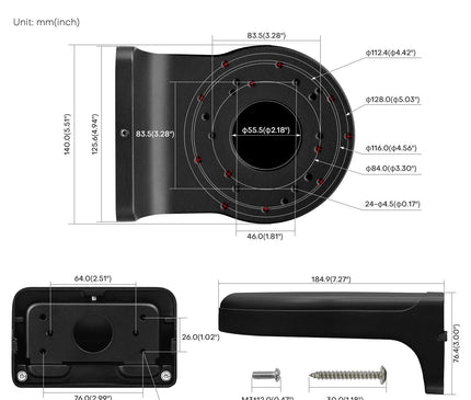 alarmsysteemexpert alarmsysteemexpert Support de caméra noir pour caméras Hikvision et Dahua
