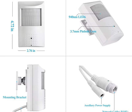 Alarm SystemExpert.de Alarm SystemExpert.de Bewegungsmelder IP-Kamera (PIR), Full HD, Onvif, PoE, Mikrofon, 940Nm IR