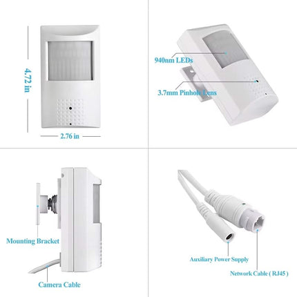 AlarmsystemExpert.de Bewegungsmelder IP Kamera (PIR), Full HD, Onvif, PoE, Mikrofon, 940Nm IR