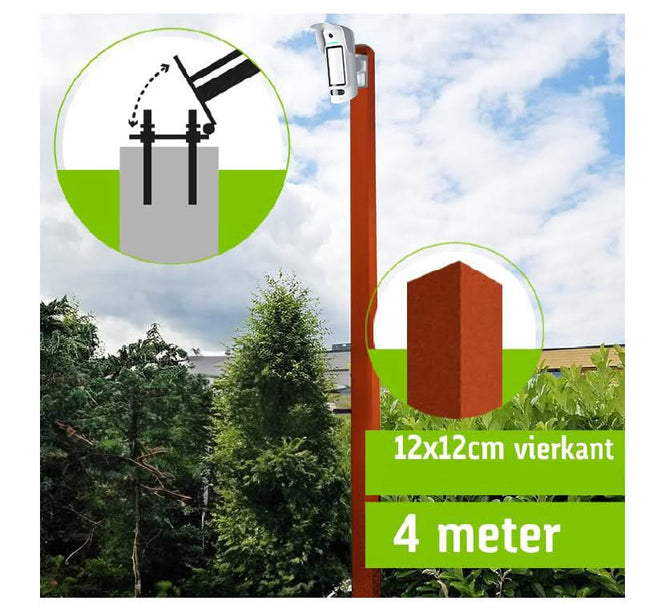 AlarmsystemExpert.co.uk SecuTower Mât carré inclinable en aluminium pour caméra 4 mètres RAL-2004