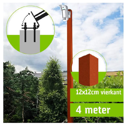 AlarmsysteemExpert.nl SecuTower Kantelbare vierkante aluminium cameramast 4 meter RAL-2004