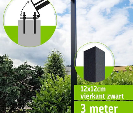 AlarmsysteemExpert.nl Vierkante cameramast met kantelanker 3 meter Zwart