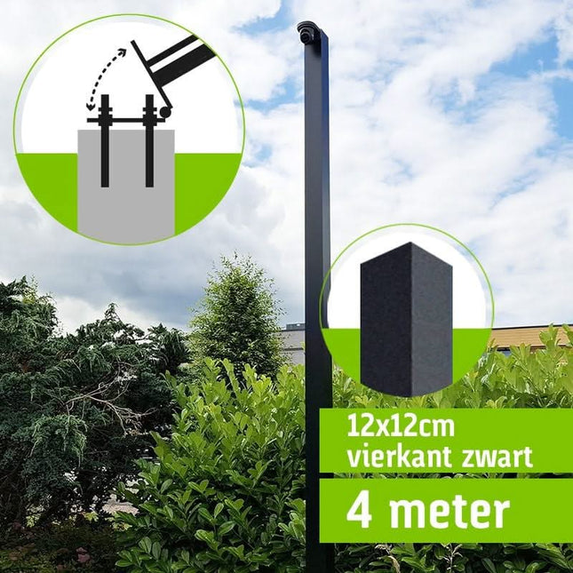 Alarm SystemExpert.co.uk Quadratischer Kameramast mit Kippanker 4 Meter Schwarz