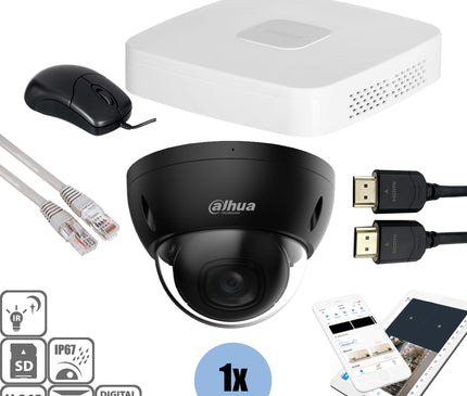 Dahua Dahua Black kit 1x Dome 8MP + Recorder & Cabling