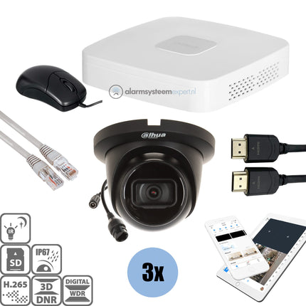 Dahua Dahua Black Kit 3x Turret 4 Mp + Recorder & Cabling