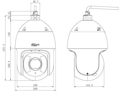 Dahua Dahua IPC-SD6CE445XA-HNR 4MP Speed Dome AI Auto Tracking 45x zoom incl muurmontage en voeding