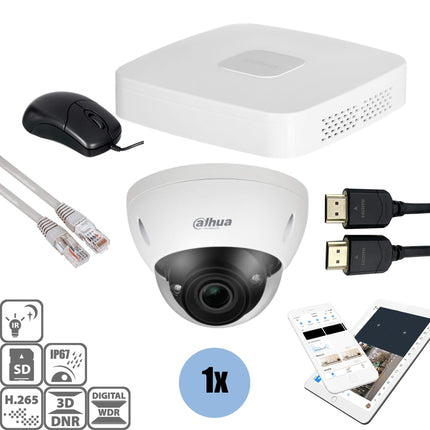 Dahua Dahua Set 1x Dome 4MP + Recorder & Cabling