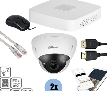 Dahua Dahua Set 2x Dome 8MP + Recorder & Cabling