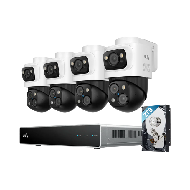 Eufy Beveiligingscamera set; PoE recorder met 4x S4 PTZ