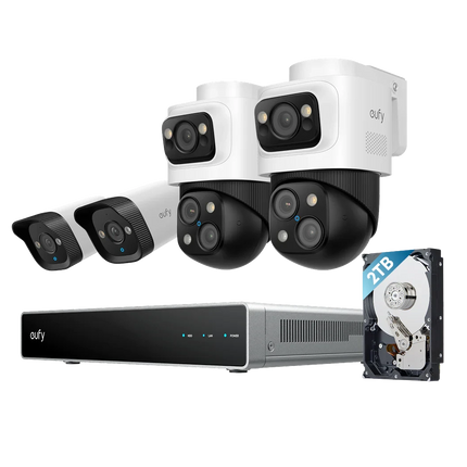 Eufy Security camera set ; PoE recorder, 2x Bulletcam et 2x PTZ camera