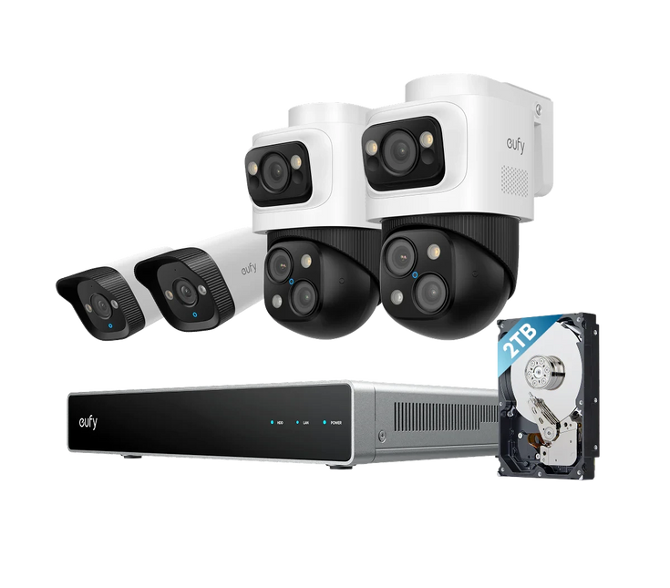 Eufy Security camera set; PoE recorder, 2x Bulletcam and 2x PTZ camera