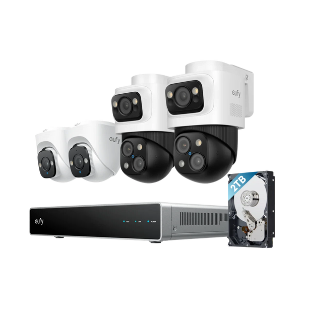 Eufy Security camera set; PoE recorder, 2x Turret and 2x PTZ camera