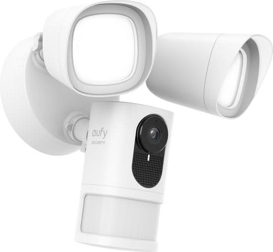 Eufy Floodlight Camera 2K, caméra de sécurité IP, extérieur, filaire, Amazon Alexa & Google Assistant, 2500 lm, 5000 K