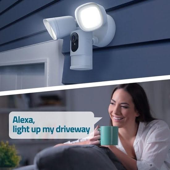 Eufy Floodlight Camera 2K, caméra de sécurité IP, extérieur, filaire, Amazon Alexa & Google Assistant, 2500 lm, 5000 K