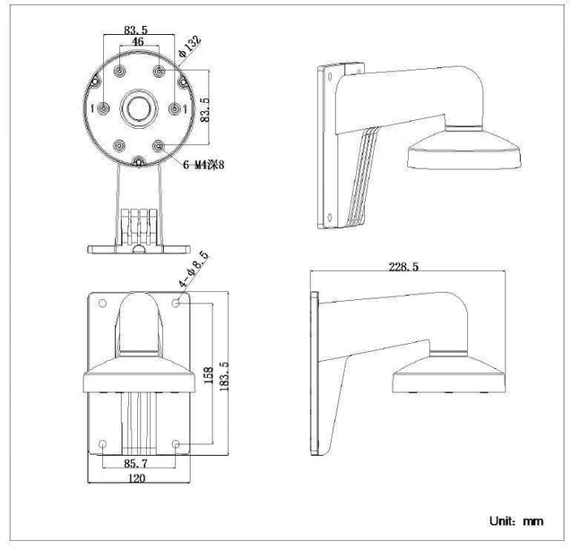 Hikvision DS-1273ZJ-135 aluminium wandbeugel