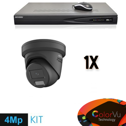 Hikvision Colorvu Set 1x Turret 4MP Recorder + Cabling