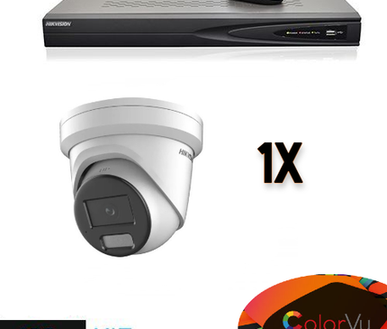 Hikvision Hikvision Colorvu Set 1x Turret 4MP Recorder + Cabling