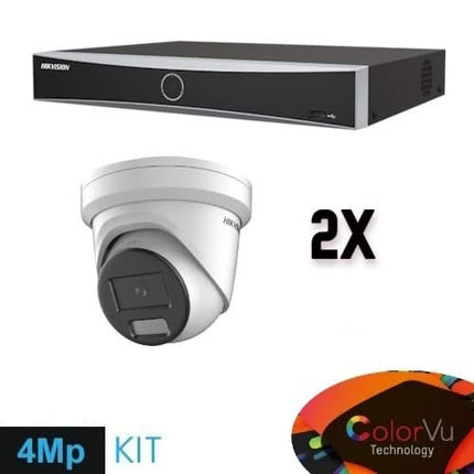 Hikvision Hikvision Colorvu Set 2x Turret 4MP Recorder + Bekabeling