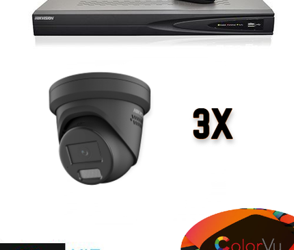 Hikvision Hikvision Colorvu Set 3x Turret 4MP Rekorder + Verkabelung