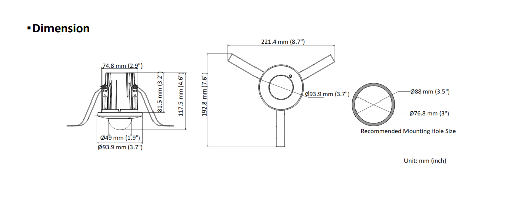 Hikvision Hikvision DS-2CD2E43G2-U(2.8MM), 4 MP AcuSense Inbouw Mini Dome