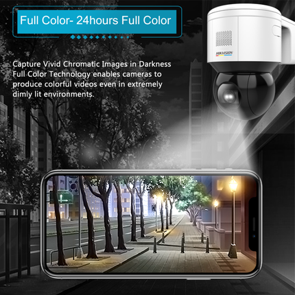 Hikvision Hikvision DS-2DE3A404IWG-E/W, 4 MP, PTZ, Smart Hybrid LED, WiFi, 2-way audio, Incl. wall mount