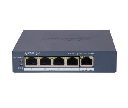 Hikvision Hikvision DS-3E1505P-EI, 5 poorts Smart Switch met 4x PoE, 1000Mb/Gigabit