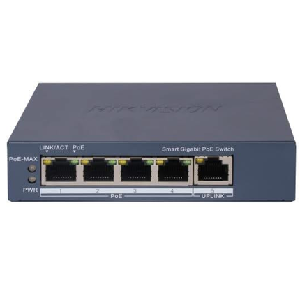 Hikvision DS-3E1505P-EI, 5-Port Smart Switch mit 4x PoE, 1000Mb/Gigabit