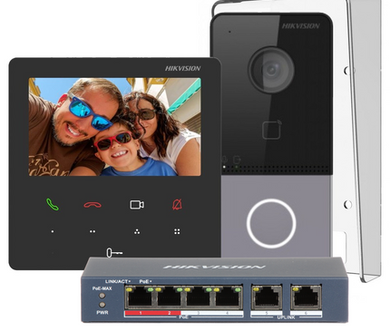 Hikvision Hikvision DS-KIS606-P Complete Video-Intercom KIT met PoE Switch