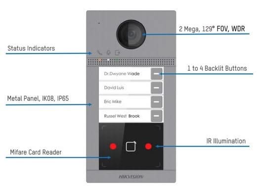 Hikvision Hikvision DS-KV8113-WME1 Flush-mounted 1 call button IR illumination PoE 12v