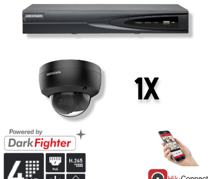 Hikvision Hikvision Set 1x Dome 4MP + Recorder & Cabling