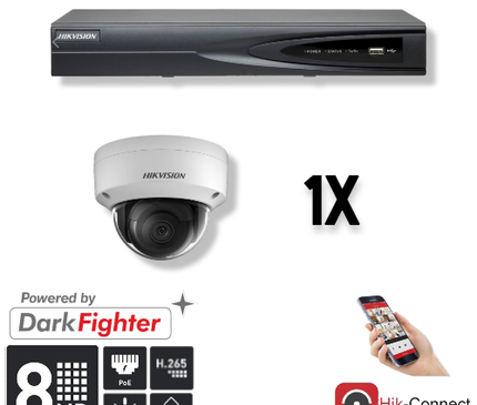 Hikvision Hikvision Set 1x Dome 8MP + Rekorder & Verkabelung