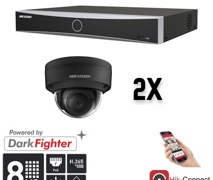 Hikvision Hikvision Set: 2x 8MP Dome Cameras + Recorder & Cables