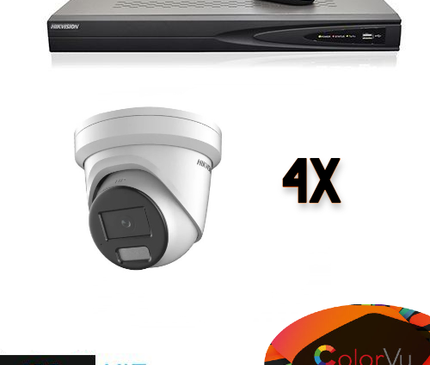 Hikvision Hikvision Set 4x Turret 4MP + Recorder & Cabling