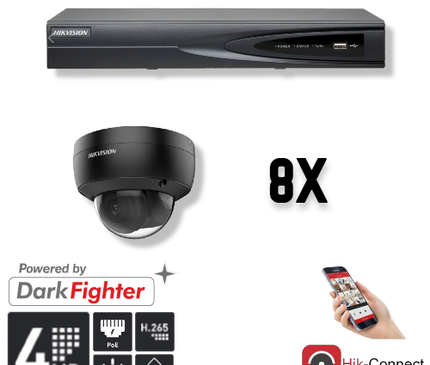 Hikvision Hikvision Set 8x Dome 4MP + Enregistreur & Câblage