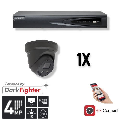 Hikvision Set 1x Turret 4MP + Recorder & Bekabeling