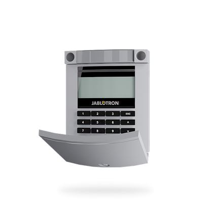 Jablotron JA-114E-GR, BUS codebedienpaneel met LCD, toetsenbord en RFID grijs