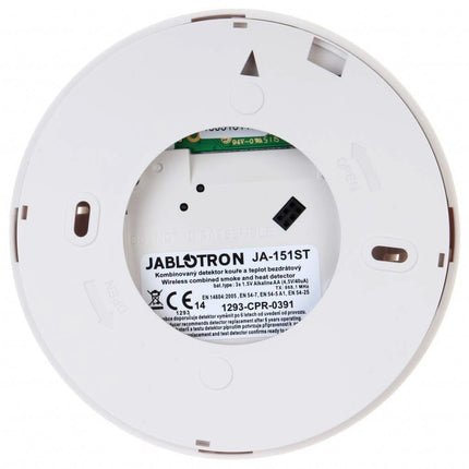 Jablotron JA-151ST-A Draadloze rook- en hittedetector met dubbele sirenefunctie (inbraak en brandalarm)