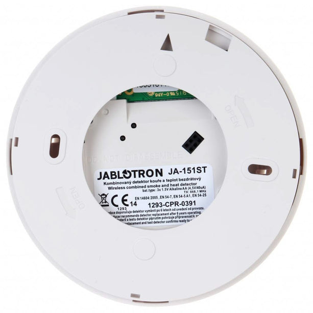 Jablotron JA-151ST-A Draadloze rook- en hittedetector met dubbele sirenefunctie (inbraak en brandalarm)