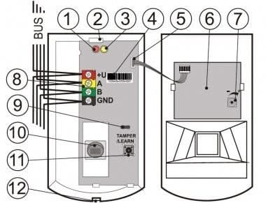 Jablotron JA-120PB BUS combined PIR motion and glass breakage detector