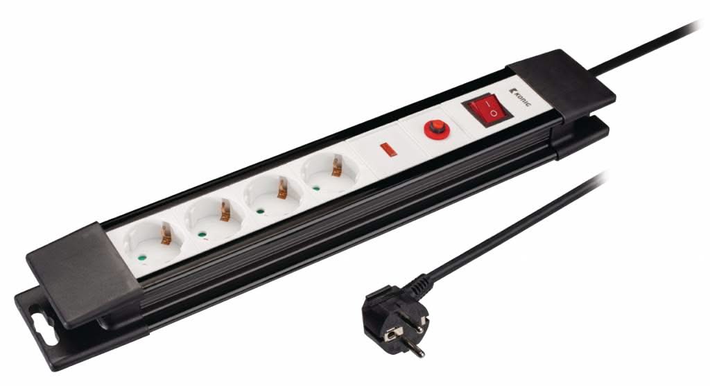 König Overspanningsbeveiligde Stekkerdoos Pro-Line 4-Wegs 3.00 m - Geaard