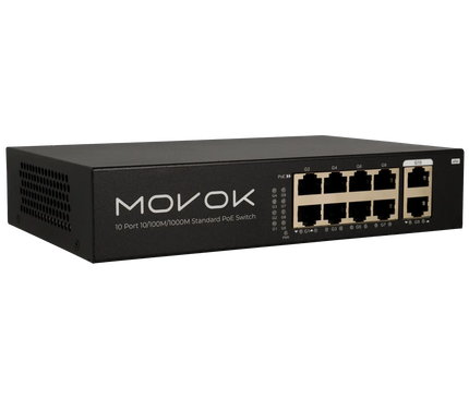 Movok Movok 10 Port PoE Switch, Gigabit, 100m PoE
