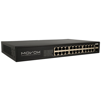 Movok Movok 26 Poorts PoE Gigabit Switch, 24x PoE, 2x Uplink